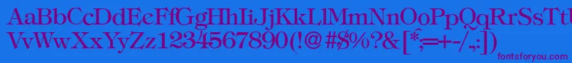 T731RomanRegular Font – Purple Fonts on Blue Background