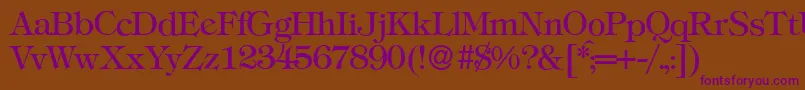 T731RomanRegular-Schriftart – Violette Schriften auf braunem Hintergrund