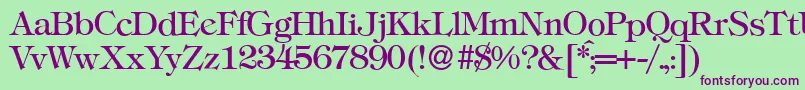 フォントT731RomanRegular – 緑の背景に紫のフォント