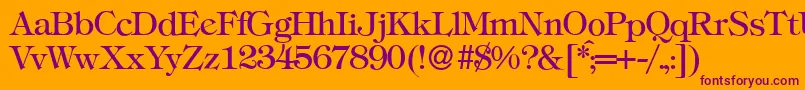 フォントT731RomanRegular – オレンジの背景に紫のフォント