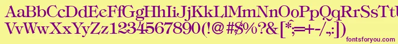 T731RomanRegular Font – Purple Fonts on Yellow Background