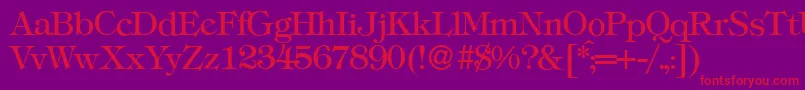 T731RomanRegular-fontti – punaiset fontit violetilla taustalla