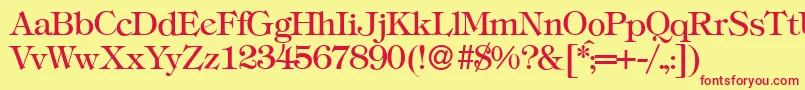 T731RomanRegular Font – Red Fonts on Yellow Background
