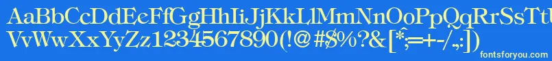 T731RomanRegular Font – Yellow Fonts on Blue Background