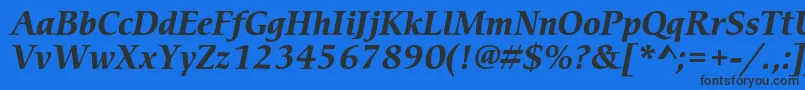 フォントCerigostdBolditalic – 黒い文字の青い背景
