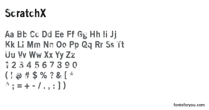 A fonte ScratchX – alfabeto, números, caracteres especiais