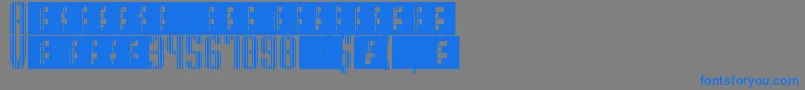 SupergunsVertical-Schriftart – Blaue Schriften auf grauem Hintergrund