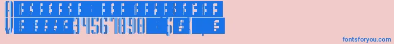SupergunsVertical Font – Blue Fonts on Pink Background