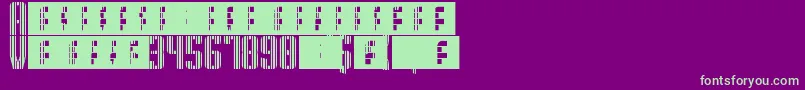 SupergunsVertical-fontti – vihreät fontit violetilla taustalla