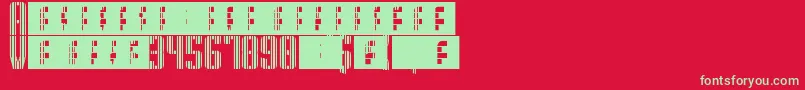 SupergunsVertical Font – Green Fonts on Red Background