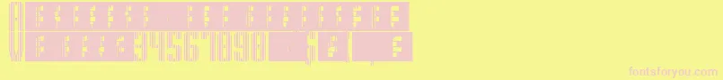 フォントSupergunsVertical – ピンクのフォント、黄色の背景