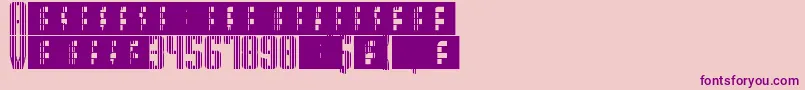 SupergunsVertical-fontti – violetit fontit vaaleanpunaisella taustalla