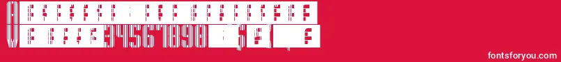 Czcionka SupergunsVertical – białe czcionki na czerwonym tle