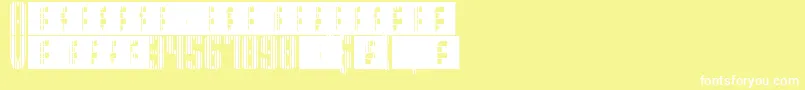 フォントSupergunsVertical – 黄色い背景に白い文字