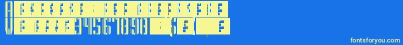 SupergunsVertical Font – Yellow Fonts on Blue Background