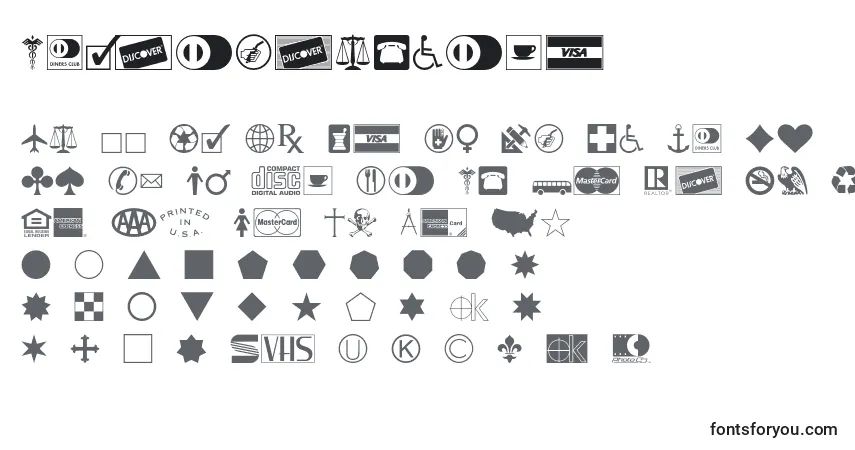 Schriftart Pictographone – Alphabet, Zahlen, spezielle Symbole