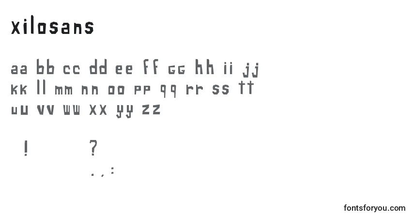 A fonte XiloSans – alfabeto, números, caracteres especiais