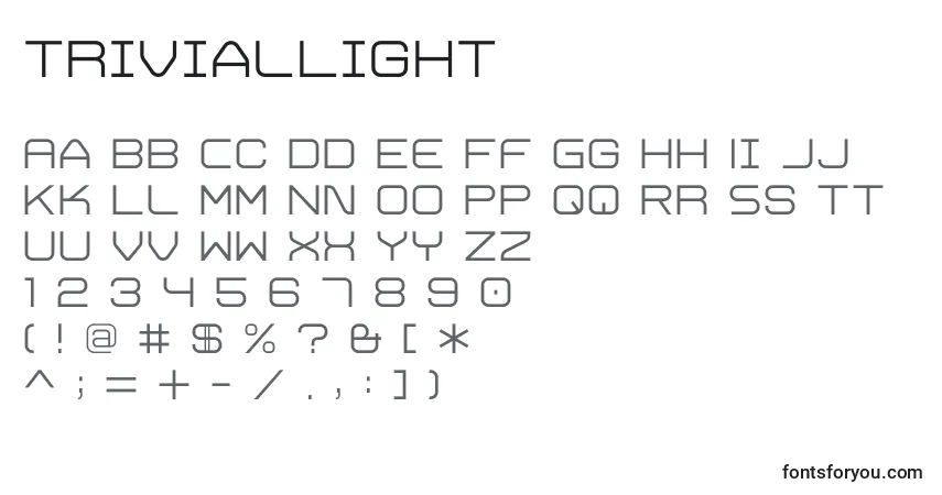 Шрифт TrivialLight – алфавит, цифры, специальные символы