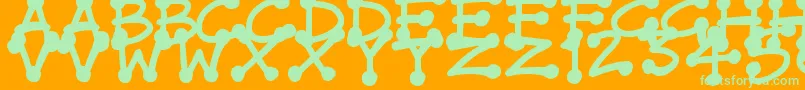 DotStickDoodles-Schriftart – Grüne Schriften auf orangefarbenem Hintergrund