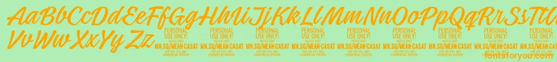 MeancasatlightPersonalUse Font – Orange Fonts on Green Background