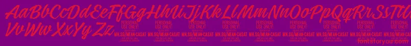 MeancasatlightPersonalUse Font – Red Fonts on Purple Background