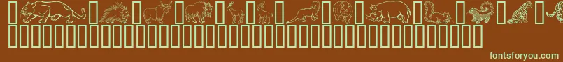 WildKingdomPToZ-Schriftart – Grüne Schriften auf braunem Hintergrund