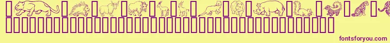 WildKingdomPToZ Font – Purple Fonts on Yellow Background