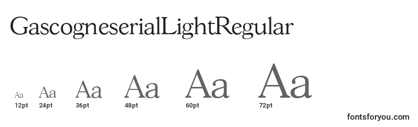 Размеры шрифта GascogneserialLightRegular