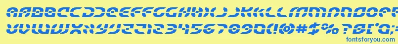 Starfighterboldsemital Font – Blue Fonts on Yellow Background