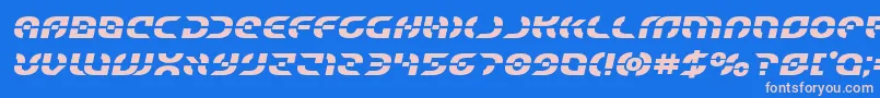 Starfighterboldsemital-Schriftart – Rosa Schriften auf blauem Hintergrund