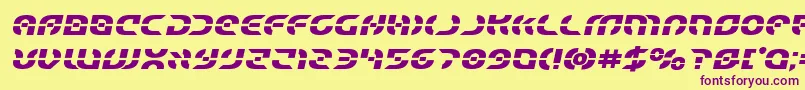 Starfighterboldsemital Font – Purple Fonts on Yellow Background