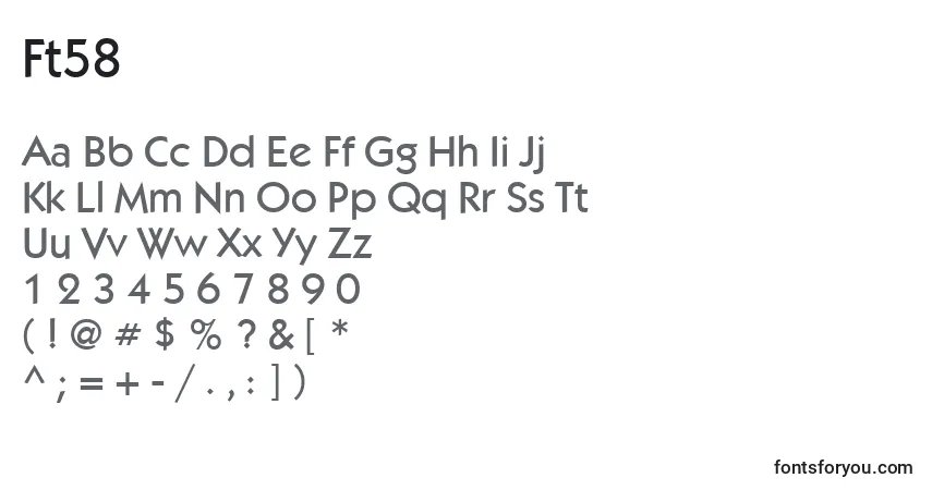 Czcionka Ft58 – alfabet, cyfry, specjalne znaki