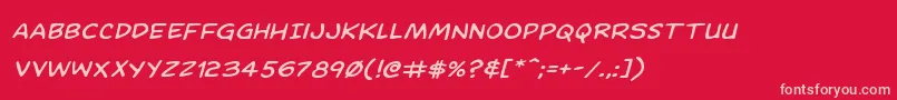Dominomaskexpandital Font – Pink Fonts on Red Background
