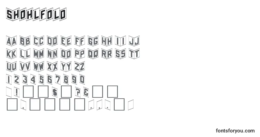 Schriftart Shohlfold – Alphabet, Zahlen, spezielle Symbole