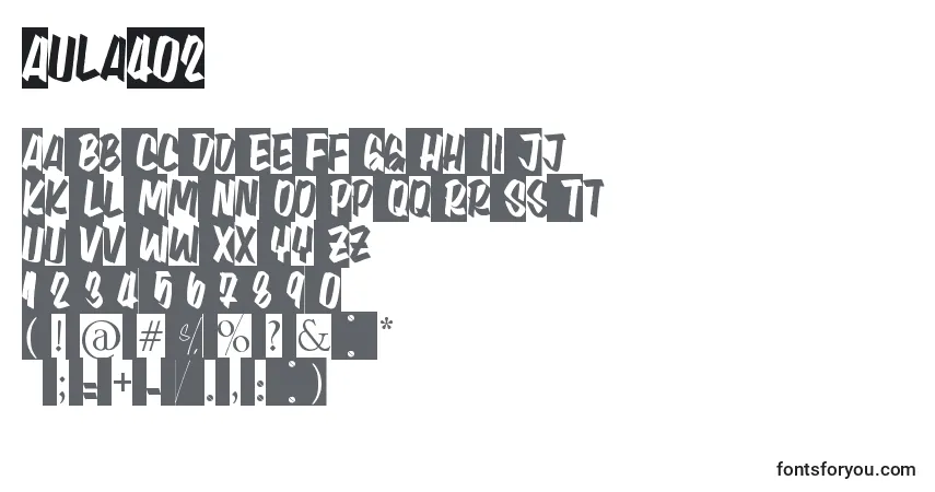 Aula402-fontti – aakkoset, numerot, erikoismerkit