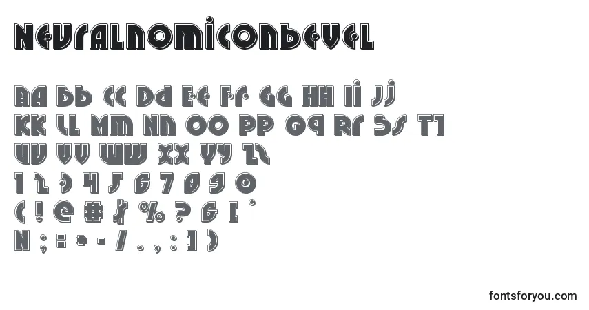 Czcionka Neuralnomiconbevel – alfabet, cyfry, specjalne znaki