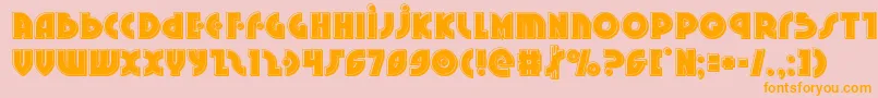 Neuralnomiconbevel-Schriftart – Orangefarbene Schriften auf rosa Hintergrund