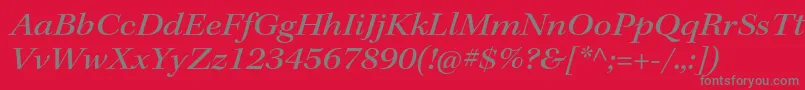 KeplerstdMediumextitsubh-fontti – harmaat kirjasimet punaisella taustalla