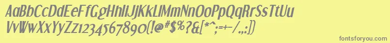 DreamOrphansBoldItalic-fontti – harmaat kirjasimet keltaisella taustalla
