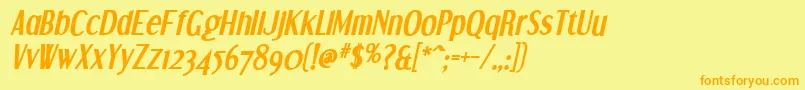 DreamOrphansBoldItalicフォントについての詳細 フォントDreamOrphansBoldItalic – オレンジの文字が黄色の背景にあります。