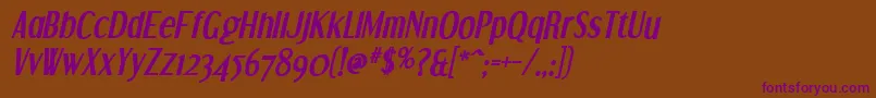 フォントDreamOrphansBoldItalic – 紫色のフォント、茶色の背景