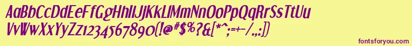 Шрифт DreamOrphansBoldItalic – фиолетовые шрифты на жёлтом фоне