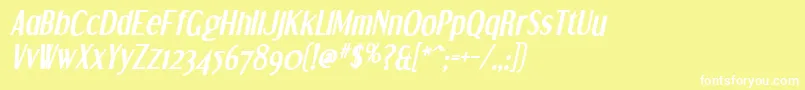 DreamOrphansBoldItalic-fontti – valkoiset fontit keltaisella taustalla