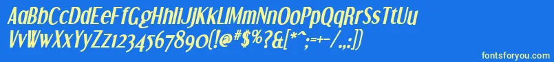 DreamOrphansBoldItalic-fontti – keltaiset fontit sinisellä taustalla