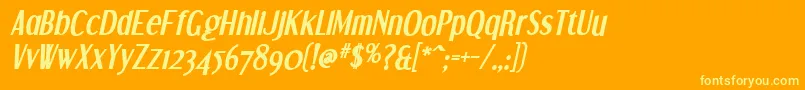 DreamOrphansBoldItalic-Schriftart – Gelbe Schriften auf orangefarbenem Hintergrund