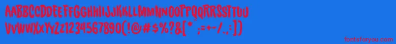 BuriedbeforebugsbbReg Font – Red Fonts on Blue Background