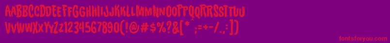 BuriedbeforebugsbbReg Font – Red Fonts on Purple Background