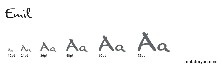 Размеры шрифта Emil