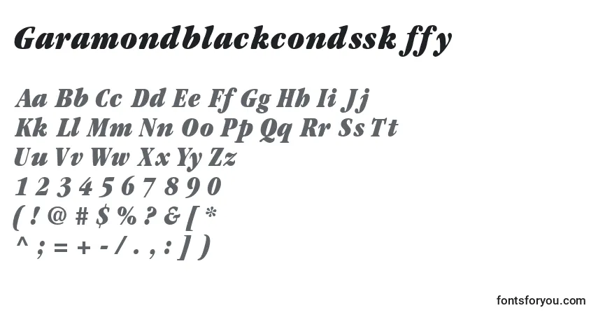 Шрифт Garamondblackcondssk ffy – алфавит, цифры, специальные символы