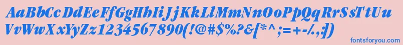 Garamondblackcondssk ffy-fontti – siniset fontit vaaleanpunaisella taustalla